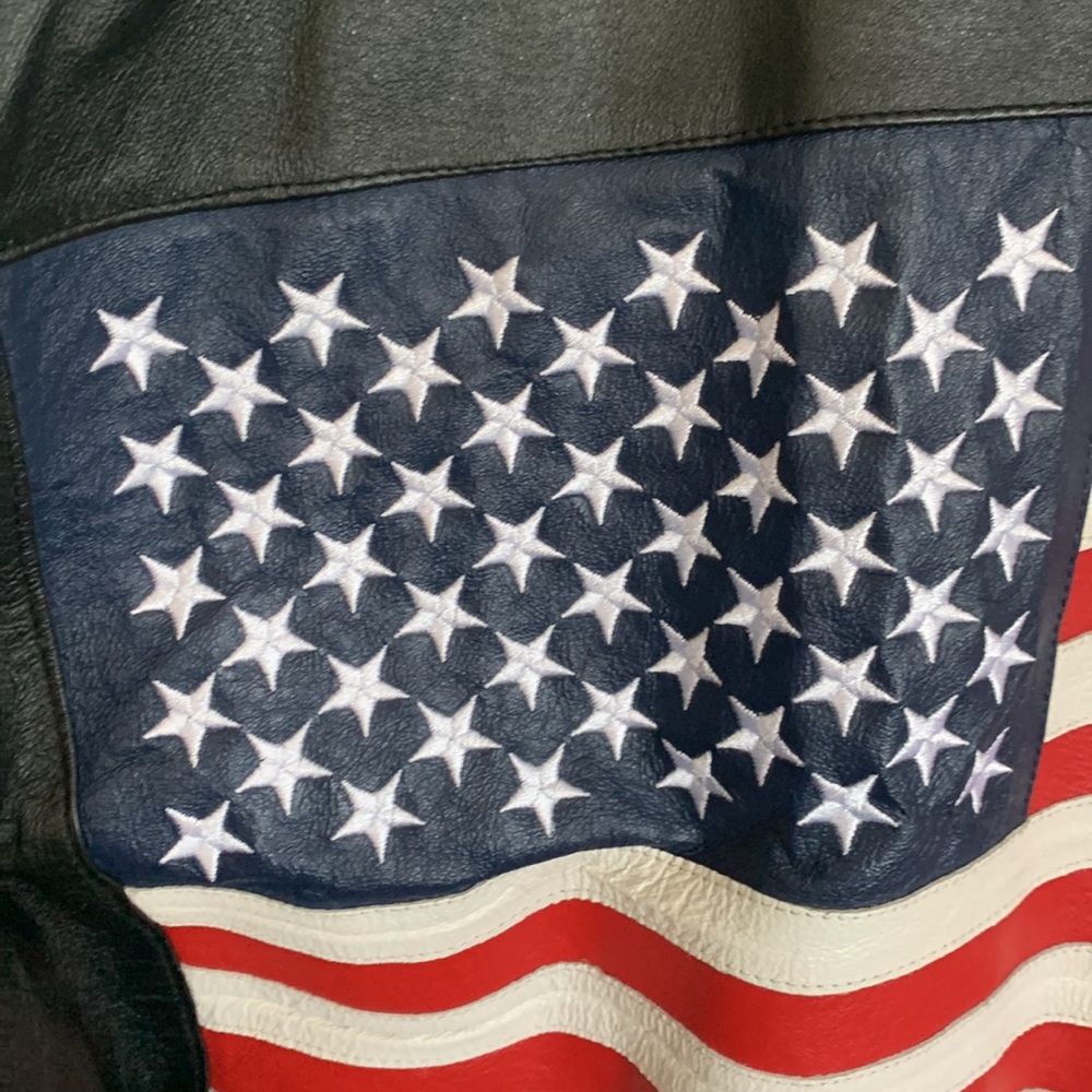 Vintage American flag leather jacket L preowned - Picture 3 of 16